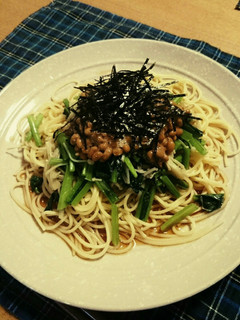 小松菜 エノキの納豆パスタ-レシピのメイン写真