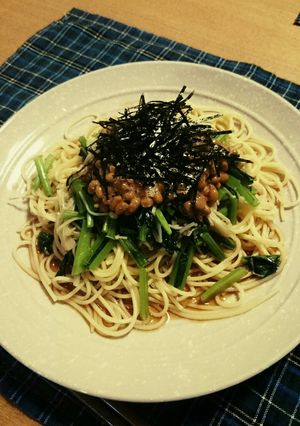 小松菜 エノキの納豆パスタ-レシピのメイン写真