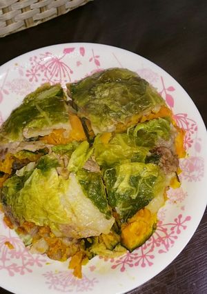 かぼちゃと豚肉を挟んだ白菜ミルフィーユ-レシピのメイン写真