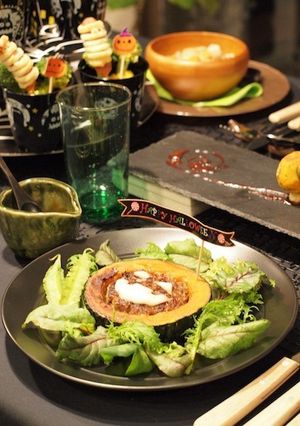 ハロウィンに♪ 坊ちゃんかぼちゃバーグ-レシピのメイン写真