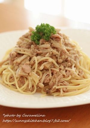 えのきとにんにくツナ醤油スパゲティ-レシピのメイン写真