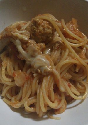 和風鍋からイタリアントマト煮込みパスタ-レシピのメイン写真