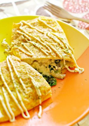 粉豆腐ときのこの味噌チーズオムレツ-レシピのメイン写真