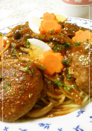 デミグラスソースのハンバーグパスタ！-レシピのメイン写真