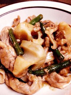 れんこんと豚肉の甘辛炒め-レシピのメイン写真