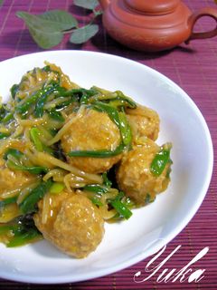 ☰中華風肉団子で、ニラともやしの炒め物☰-レシピのメイン写真