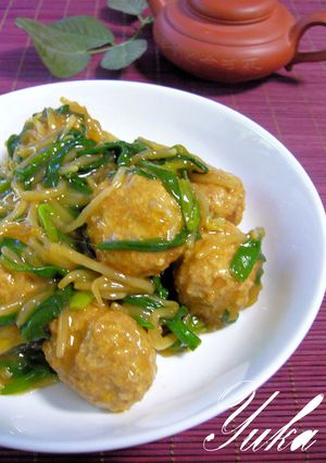 ☰中華風肉団子で、ニラともやしの炒め物☰-レシピのメイン写真