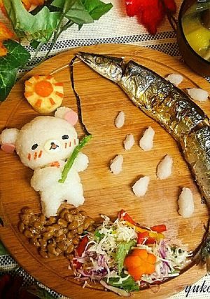 コリラックマ秋刀魚を釣り上げ夜ごはん-レシピのメイン写真