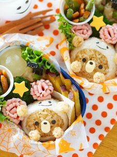 キャラ弁*おばけ帽子のクマさんおにぎり♡-レシピのメイン写真