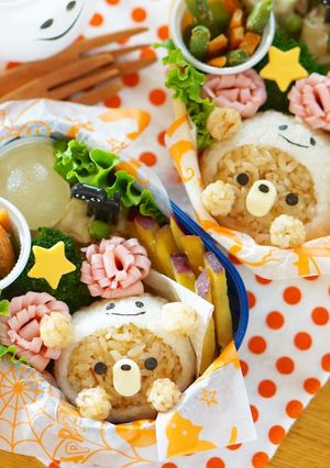 キャラ弁＊おばけ帽子のクマさんおにぎり♡-レシピのメイン写真