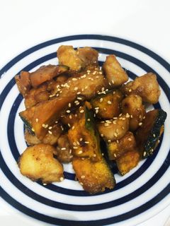 鶏肉とかぼちゃの甘辛炒め-レシピのメイン写真