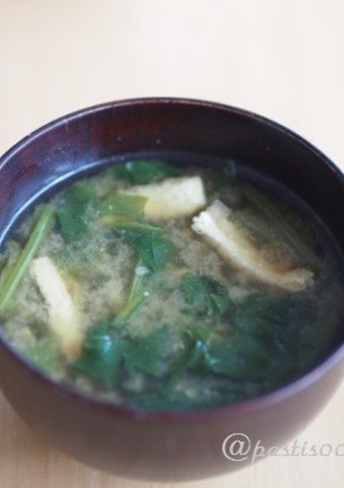 【おみそ汁】ほうれん草と油揚げのお味噌汁-レシピのメイン写真