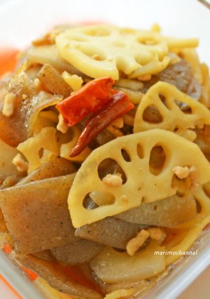 麺つゆで簡単レンコンとコンニャクの炒り煮-レシピのメイン写真