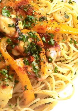ぶつ切りタコのガリシア風パスタ-レシピのメイン写真