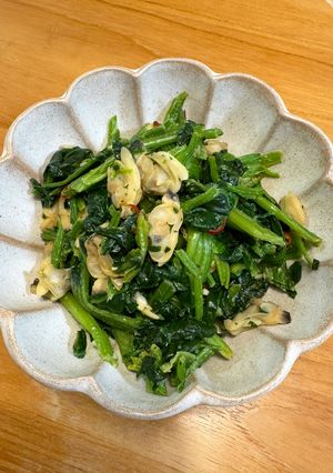 ほうれん草とあさりのペペロンチーノ！-レシピのメイン写真
