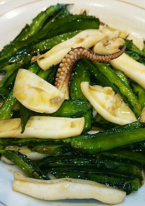 アオリイカと四角豆のオイスターソース炒め-レシピのメイン写真