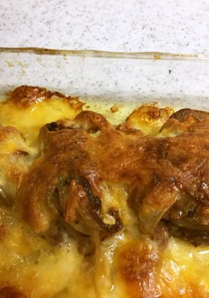 豚ヒレのアメ色玉ねぎのっけチーズ焼き-レシピのメイン写真