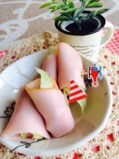☆カニカマ&ツナ&レタスのハム巻☆お弁当-レシピのメイン写真