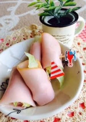 ☆カニカマ＆ツナ＆レタスのハム巻☆お弁当-レシピのメイン写真