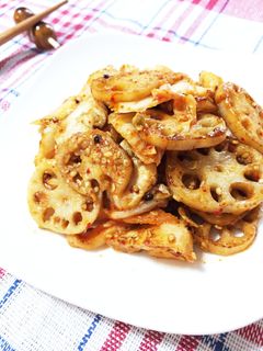 レンコンささみのゴママヨキムチ炒め♪-レシピのメイン写真