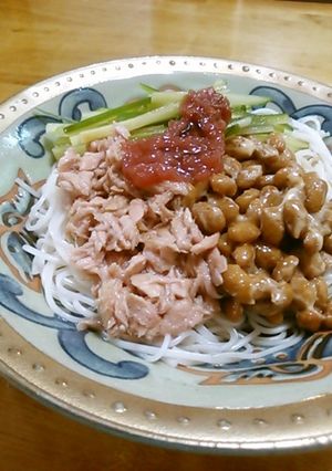 梅ツナ納豆そうめん-レシピのメイン写真