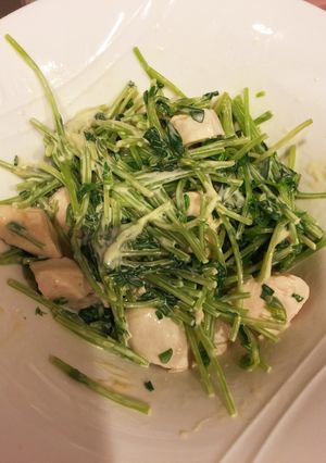 豆苗とささみのワサビマヨネーズ和え-レシピのメイン写真