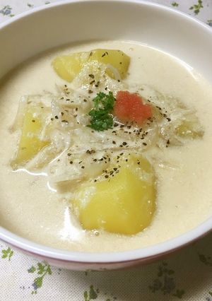じゃがいもとたらこの豆乳シチュー-レシピのメイン写真