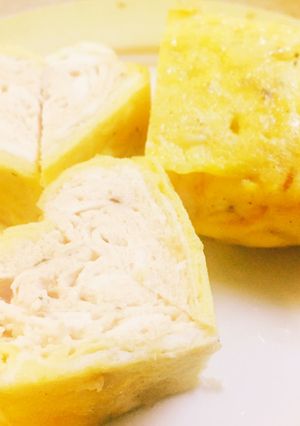 オムレツ風ピンクのハート卵焼き♡卵白消費-レシピのメイン写真