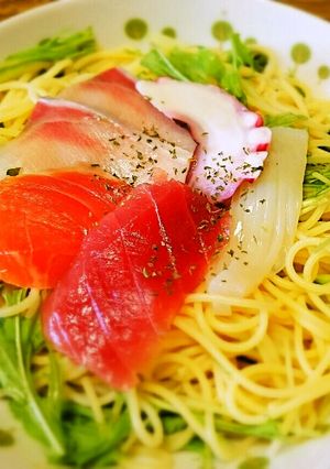 余ったお刺身で!海鮮レモン風味パスタ-レシピのメイン写真