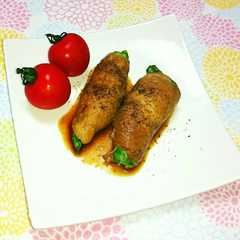 豚肉でレタスの外葉を巻いて焼く☆-レシピのメイン写真