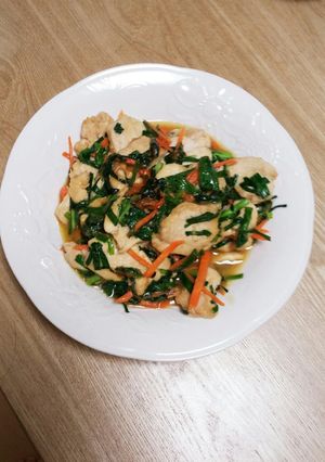 鶏ムネ肉のニラ味噌炒め　節約-レシピのメイン写真
