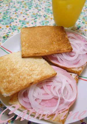 玉ねぎとハムのトーストサンド　-レシピのメイン写真