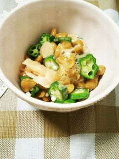 おつまみ・ご飯に☆ガリとおくら納豆和え-レシピのメイン写真