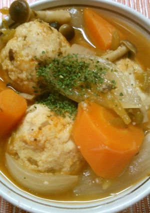 高野豆腐の肉団子♪さっぱり野菜スープで！-レシピのメイン写真