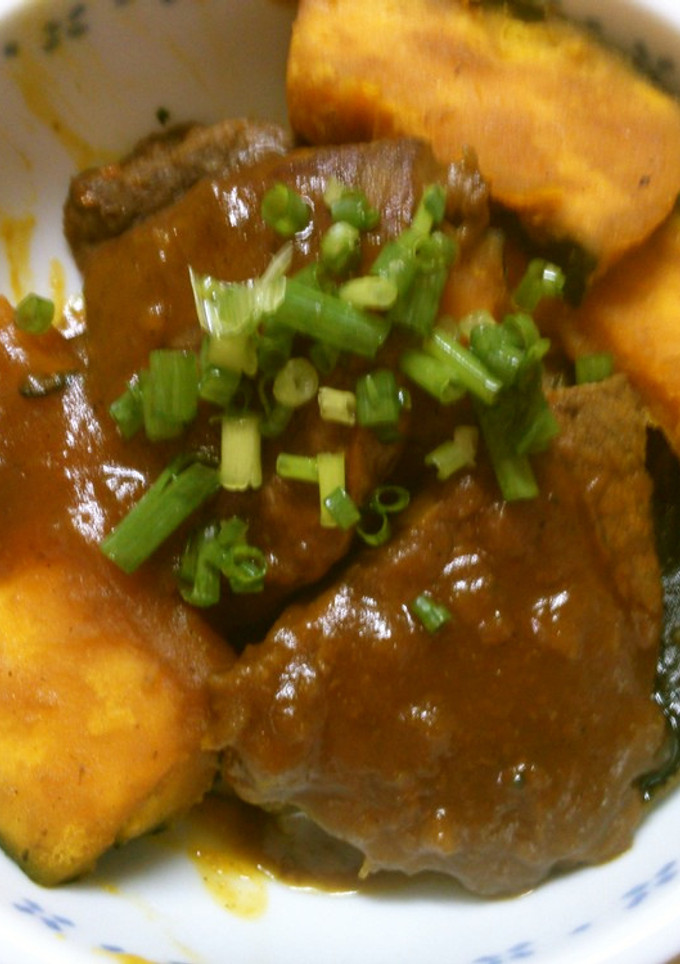 簡単！かぼちゃと牛肉の 甘辛炒め(^v^-レシピのメイン写真