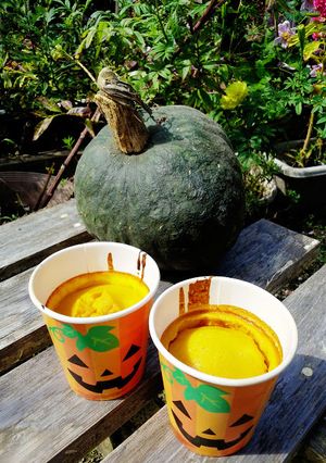 一個まるごと使う！紙コップかぼちゃプリン-レシピのメイン写真