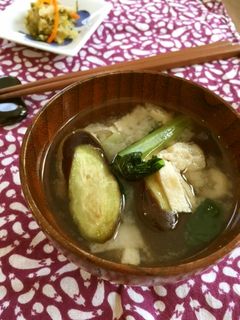 茄子と小松菜のお味噌汁-レシピのメイン写真