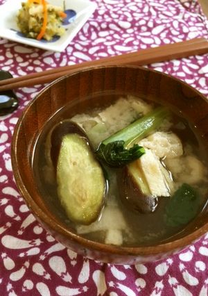 茄子と小松菜のお味噌汁-レシピのメイン写真