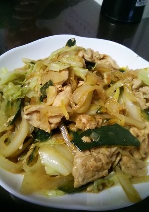 節約！残り物活用かぼちゃの皮入肉野菜炒め-レシピのメイン写真
