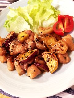 ✱鶏肉さつまいも・れんこんの甘辛照り焼き-レシピのメイン写真