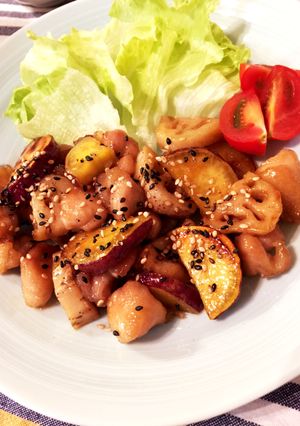 ✱鶏肉さつまいも・れんこんの甘辛照り焼き-レシピのメイン写真