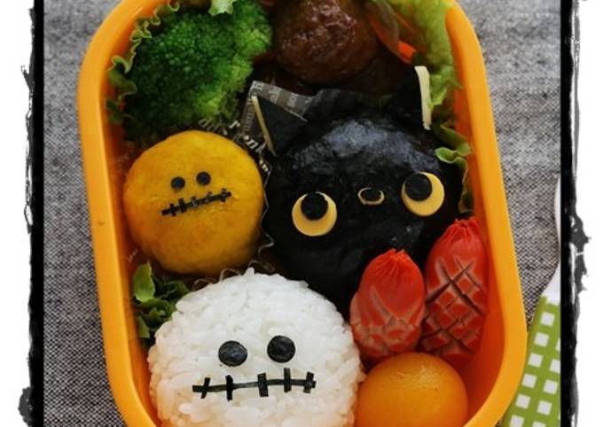 真ん丸オバケ＆黒猫のハロウィンキャラ弁 by momoキャラ料理家 