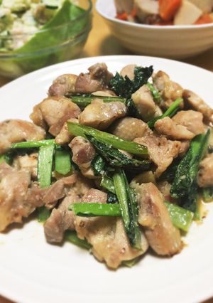 鶏もも肉と小松菜の塩麹炒め-レシピのメイン写真