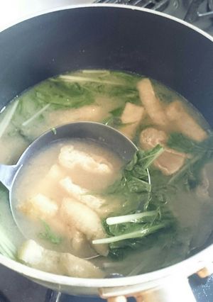 水菜と油揚げの味噌汁-レシピのメイン写真