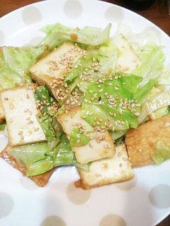厚揚げとキャベツの味噌炒め♪-レシピのメイン写真