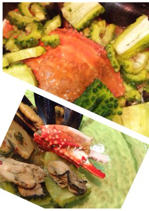 ムール貝の汁で蒸煮☆キムチ渡り蟹とゴーヤ-レシピのメイン写真