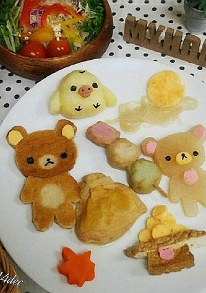 リラックマおでんアートの月見ごはん-レシピのメイン写真