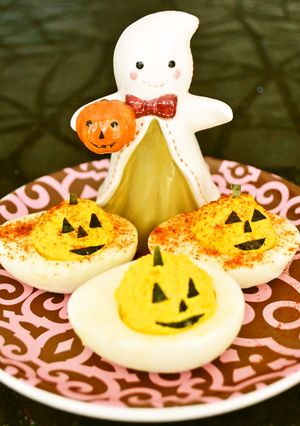 ハロウィン　カボチャ入りデビルドエッグ-レシピのメイン写真