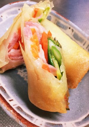 お餅入り☆ケチャップで食べる春巻き-レシピのメイン写真