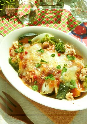 ミートソースで　野菜おいしい♡チーズ焼き-レシピのメイン写真